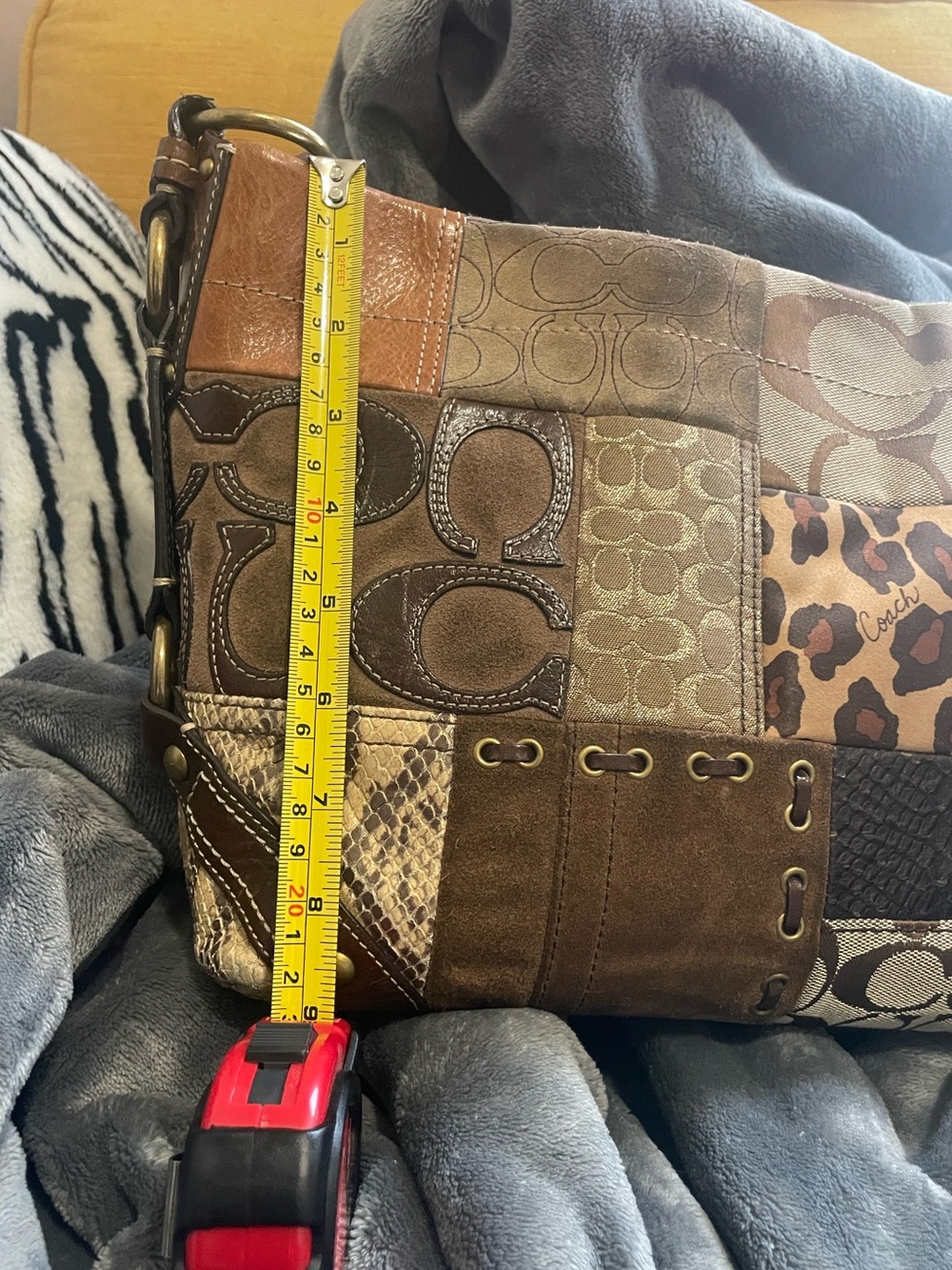 Coach Patchwork Signature Shoulder Bag in Brown and Tan - Picture 9 of 9